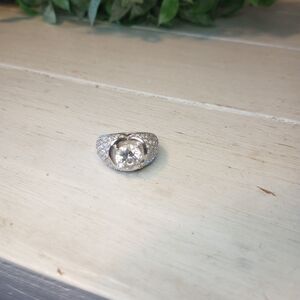 3 Carat Moissanite Round Gemstone Sterling Silver Ring Size 6 Vintage Estate 925